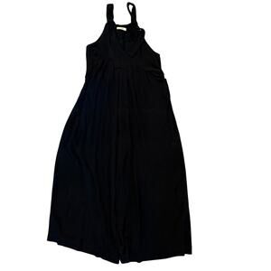 Natural Life Black Wide Leg Jumpsuit Women Medium Linen Blend Boho Festival